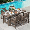 SERWALL 5 Pcs HDPE Patio Dining Set, Outdoor Dining Set for 4, Coffee