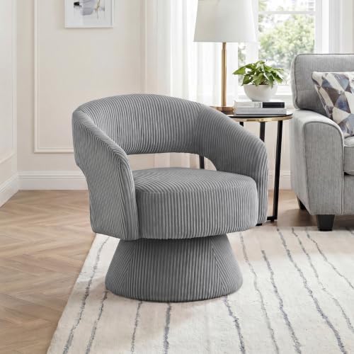 Lexicon Modern Comfy Corduroy 360 Degree Swivel Accent Chair, Dark Gray