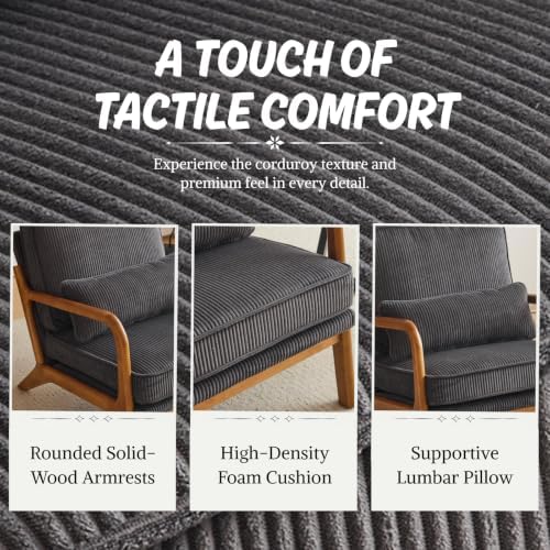 Karl home Mid-Century Modern Accent Reading Chair, Dark Grey