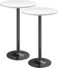 Furmax Bistro Pub Table Round Bar Height Cocktail Table for Home Bar, Round Bar Tables for Party, Dining Room, Living Room and Wedding, Metal Base MDF Top, 40.6 Inch Height (2, White-1)