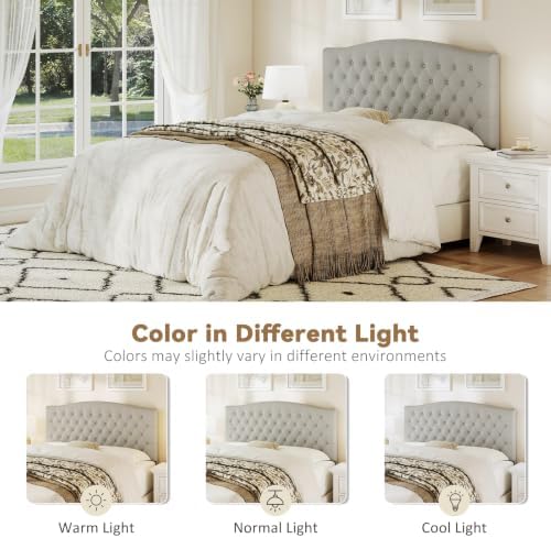 Befurtori Queen Headboard Only, Linen Classic Tufted Design, Gray Linen