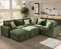 Ihanherry Oversized Cloud Sectional Couches for Living Room, Modular Sectional Sofa with Wide Deep Seat, Coner Couch with Throw Pillow and Storage Ottoman, Green