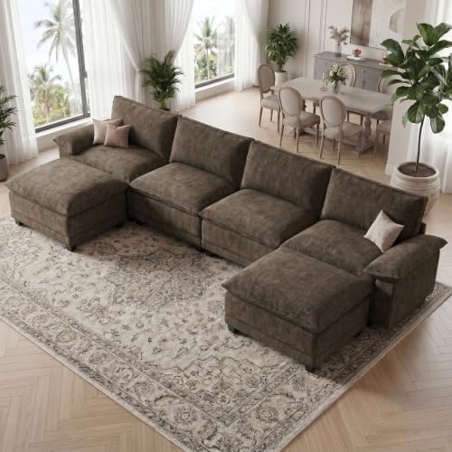140" Modular Sectional Couch, U Shaped Cloud Sofa for Living Room