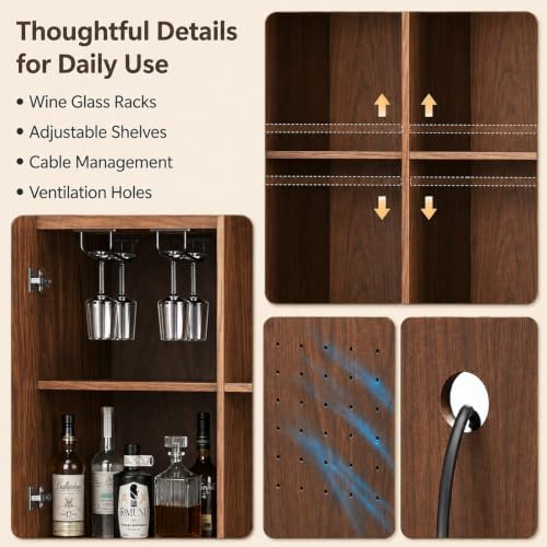 Coffee Bar with Mini Fridge Space,Liquor Wine Mini Bar Cabinet with Storage