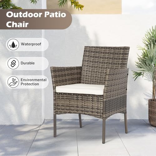 FDW 4-Piece Patio Furniture Set | Gray & Khakhi | Outdoor Wicker Furniture