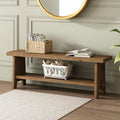 HOKYHOKY Wood Entryway Bench - 51.2" Farmhouse Long Storage Bench, Indoor
