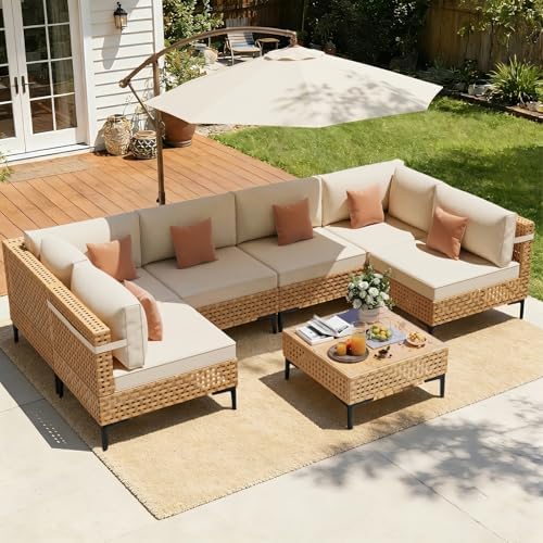 ABCASA 7-Pieces Patio Furniture Set with Non-Slip Cushions & Coffee Table
