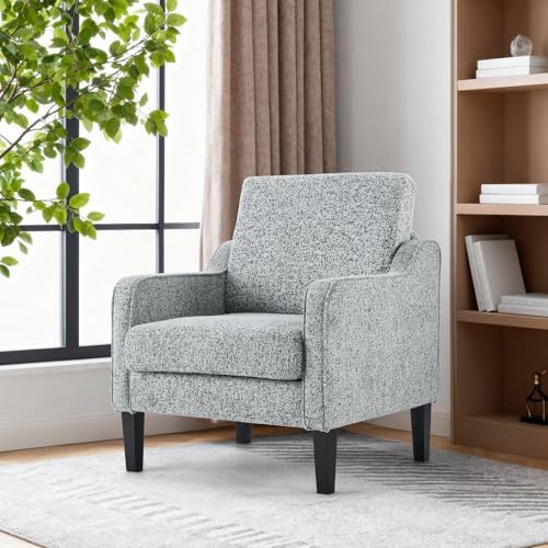 VINGLI Grey Accent Chair, Chenille Upholstered Armchair for Living Room