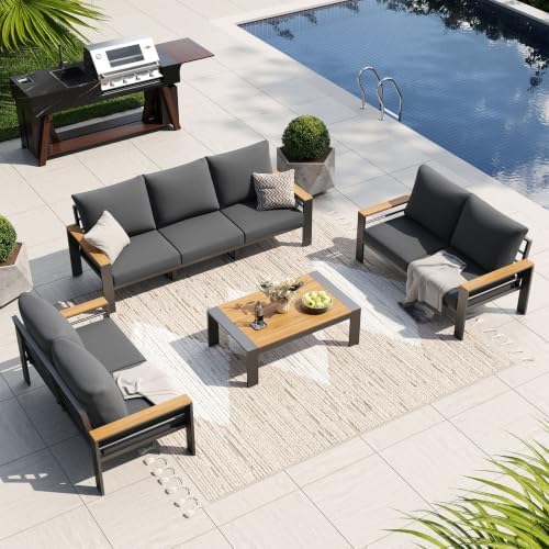 Aoxun Patio Furniture Set, Aluminum Outdoor Furniture with Oversized Seats