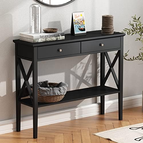 ChooChoo 39" Entryway Table with Drawers and Storage Shelf