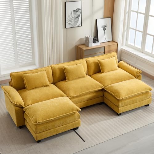 Oprisen 120" Modular Sectional Sofa, Comfy Deep Cloud Couch with Ottoman