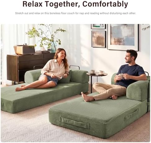 79" Convertible Sofa Bed, Boneless Sleeper Futon Couch for Living Room