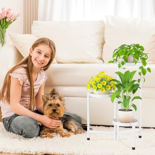 iDavosic.ly Plant Stand Indoor Outdoor, 3 Tier Metal Corner Shelf, White