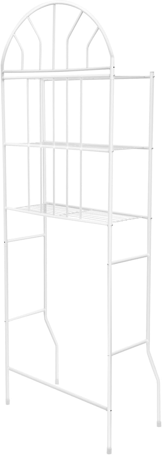 3-Tier Over The Toilet Storage Rack, Space Saver Metal Bathroom Shelves, Freestanding Over Toilet Bathroom Organizer for Bathroom/Living Room (White)
