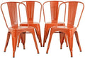 FDW | Set of 4 Metal Dining Chairs | Orange | Stackable Tolix Side Chairs with Backrest | Scratch-Resistant | Non-Slip Feet | Indoor/Outdoor Use | 330 lbs Capacity | Ideal for Kitchen & Restaurant