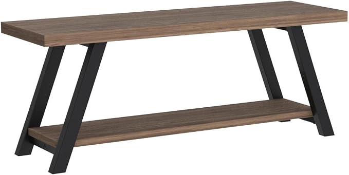 LVB Entryway Bench with Storage, Wood Bench for Entryway, 47 in