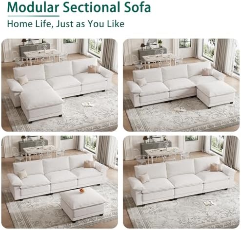 108" Modular Sectional Couch, L Shaped Cloud Sofa for Living Room