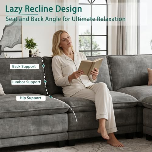 140" Modular Sectional Couch, U Shaped Cloud Sofa for Living Room