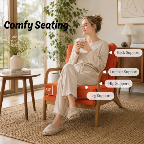 Karl home Mid-Century Modern Accent Reading Chair, Burnt Orange