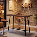 41.3" Solid Wood Bar Table with Metal Base