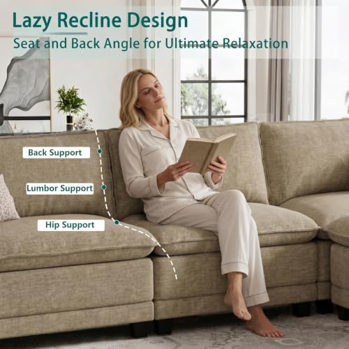 140" Modular Sectional Couch, U Shaped Cloud Sofa for Living Room