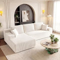 GRUSIGN Cloud Sectional Boneless Couches for Living Room, Modular L Shaped Couch with Deep Seat Oversized Left Facing Chaise, Memory Foam Compressed Spineless 3 Seater Sofa for Apartment, Beige