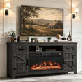 Fireplace TV Stand with Barn Door, 70 inch, Gray