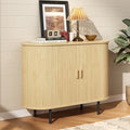 ONBRILL 40" Sideboard Buffet Cabinet, Sliding Door/Adjustable Shelf, Oak