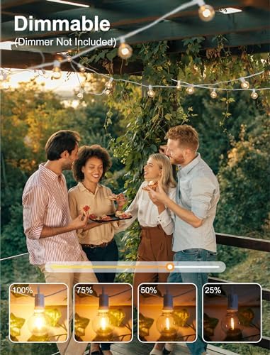 Brightown Outdoor String Lights, 29FT G40 LED IP65 Waterproof Patio Lights