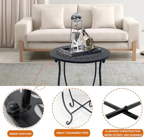 Round Side Table Set of 2, Metal Patio Side Tables End Tables