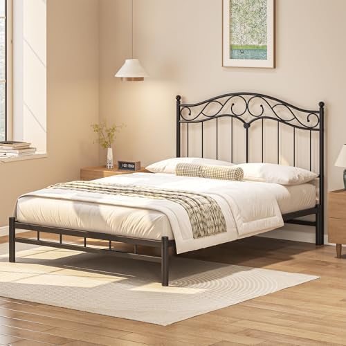 Queen Size Headboard Only, Vintage Metal Headboard for Queen Bed Black