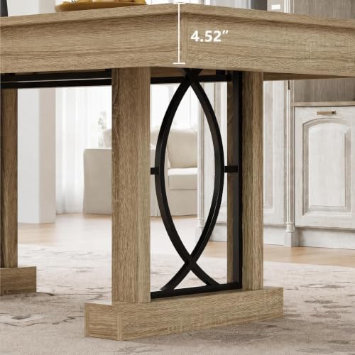 IDEALHOUSE Wooden Dining Table for 6-8 People with 2 Large Drawers,71 in ﻿