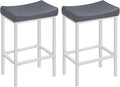 HOOBRO Bar Stools, Set of 2 Counter Height Saddle Chairs, 24.8 Inches, 2.4" Thick Upholstery, White and Gray WG10BY01