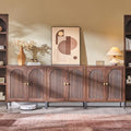 IFGET 92.63" W Modern Arched Sideboard Buffet Cabinet with Storage, Brown