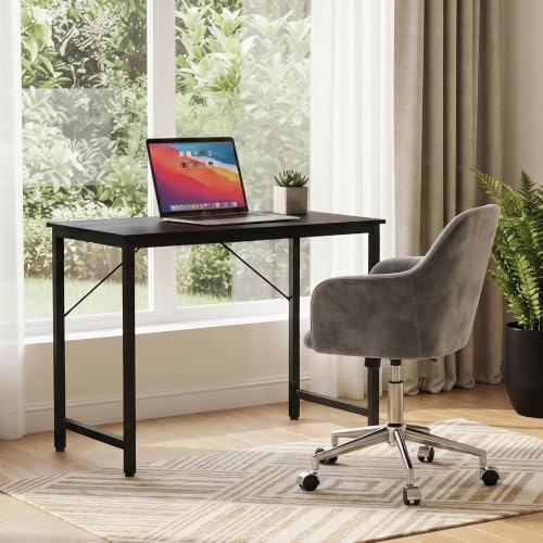 YOUDENOVA 32 Inch Small Computer Desk, Home Office Desk with Sturdy Metal Frame, Modern Writing Study Table for Bedroom, Student, Laptop, Gaming, Black Wood Grain