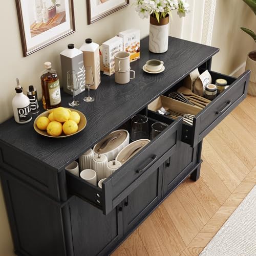 ONBRILL 55 Inch Buffet Cabinet with Storage, Black