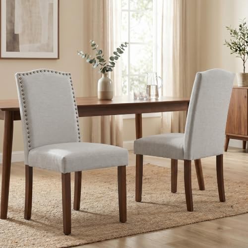 Upholstered Dining Chair Set of 2, Farmhouse Fabric Kitchen Chair