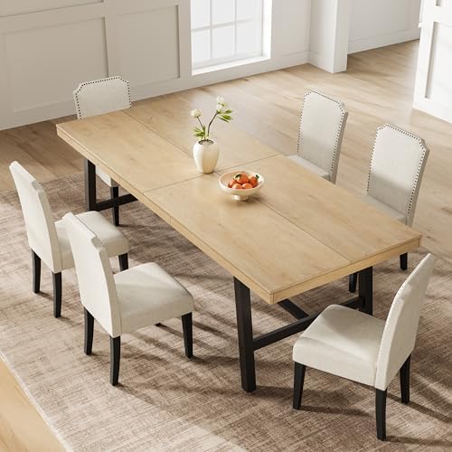 Garvee 87" Rectangular Dining Table, Large Kitchen Table, Natural