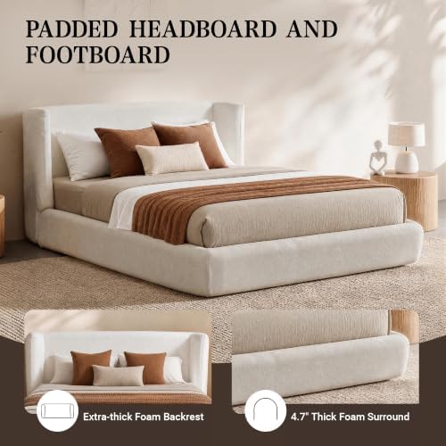 DNYN Queen Cloud Bed Frame with Wingback Headboard and 360° Foam Surround