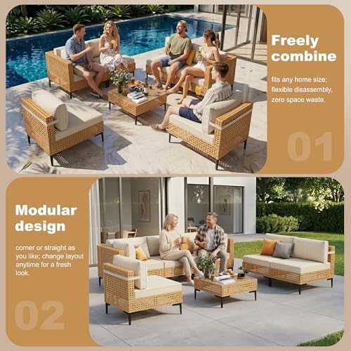 ABCASA 7-Pieces Patio Furniture Set with Non-Slip Cushions & Coffee Table