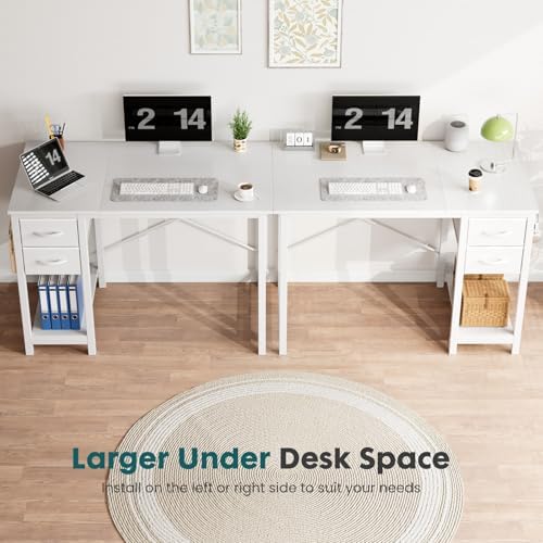 Sweetcrispy 40-Inch Computer Desk with Drawers, Office Desk, White