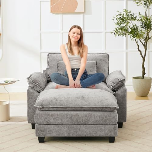Oprisen 53" Modular Sectional Sofa, Comfy Deep Cloud Couch with Ottoman