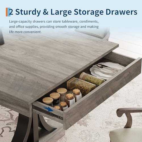 Garvee Farmhouse Dining Table for 4-6, 63-Inch Dining Table