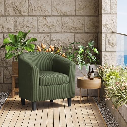 Topeakmart Corduroy Fabric Accent Chair, 300 lb Cap, Dark Green