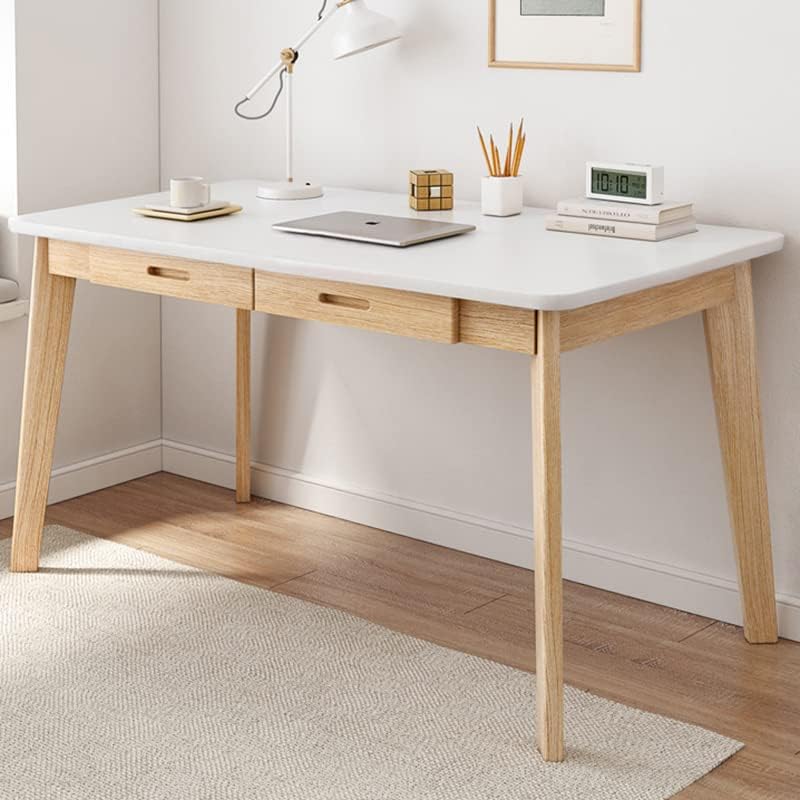 IOTXY Solid Wood Writing Desk - Home Office Laptop Computer Table, White
