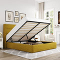 Allewie Queen Size Lift Up Hydraulic Storage Bed Frame Olive Yellow