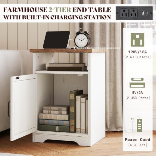 AMERLIFE Living Room Furniture Set, 59" White TV Stand with Fireplace