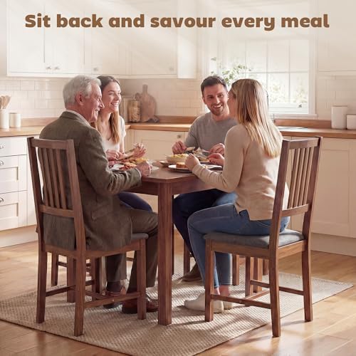 HOMCOM Wooden Dining Chairs Set of 4 with Slat Backrest, Farmhouse, Walnut