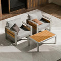ZANDOR Aluminum Outdoor Patio Furniture-Armchair with Table,Sliver