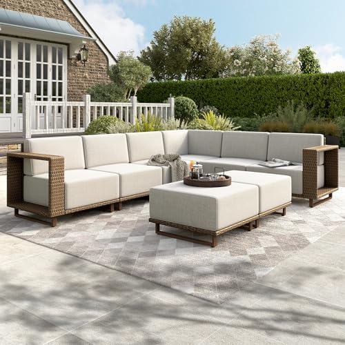 HERA'S HOUSE 8pcs Patio Sectional Furniture Set with 10" Thick Cushions